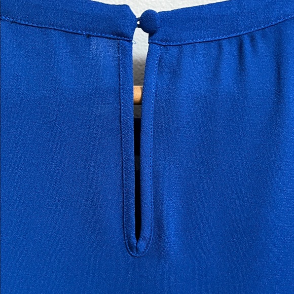 Halogen Cobalt Blue Ruffle Cutout Eyelet Long-Sleeve Detail Blouse Top Size XL - Picture 8 of 10